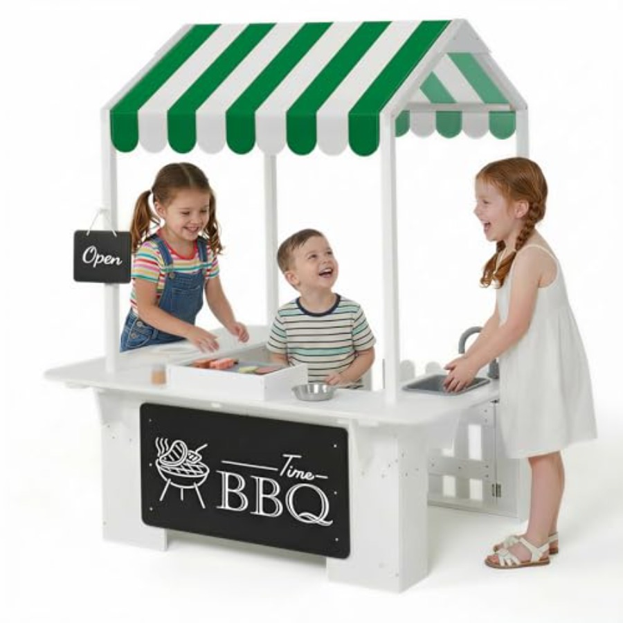 Kids Outdoor Kitchen Set - Outdoor playhouse for kids, white plastic