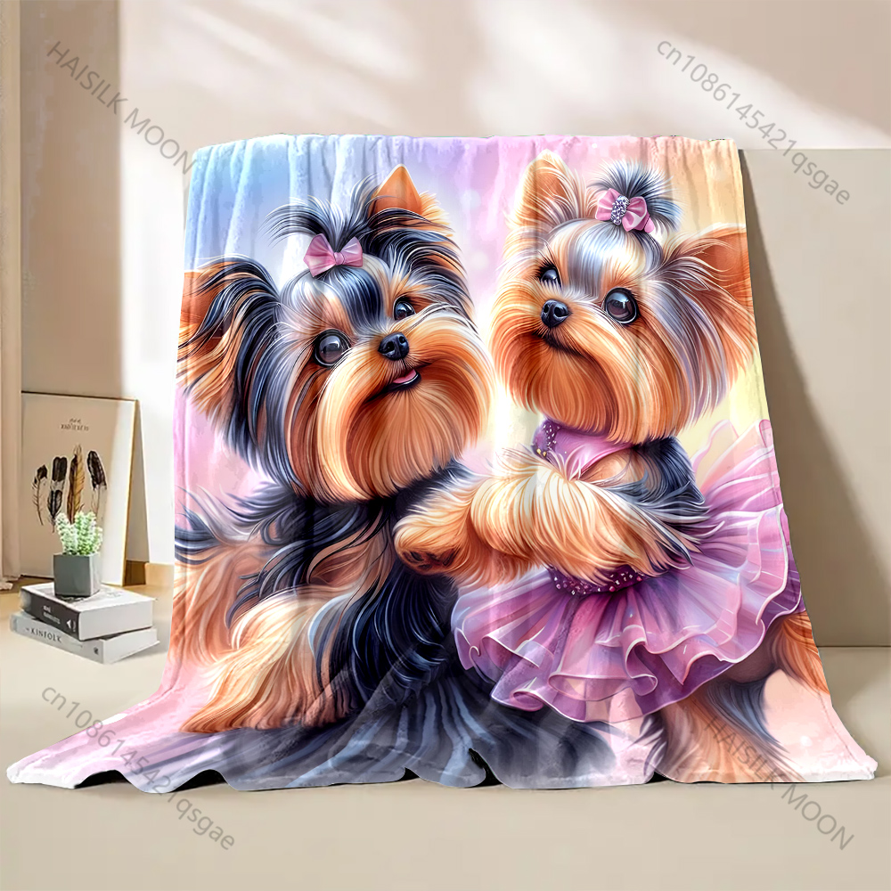 Outdoor Kids Yorkshire - 1PC Two Yorkshire Terriers Blanket Warm