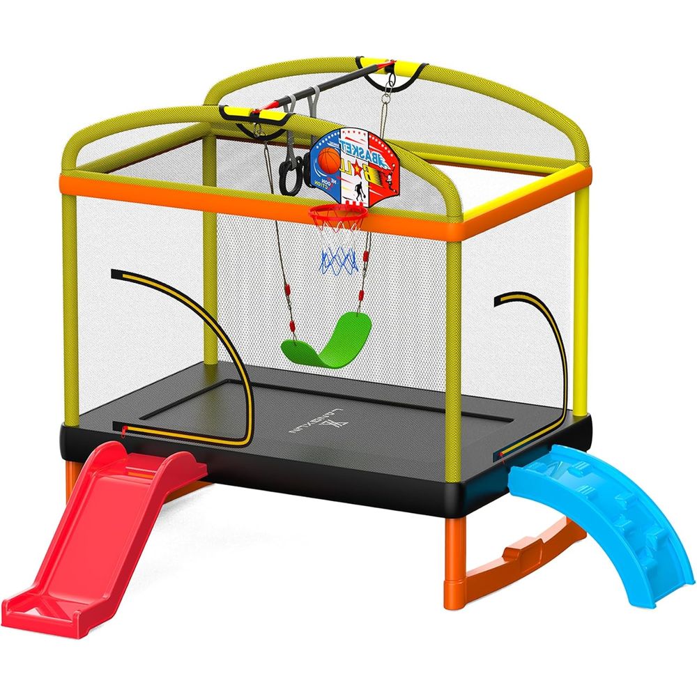 Kids Outdoor Swing - Outdoor Swing Basketball Climbing Slide Trampoline