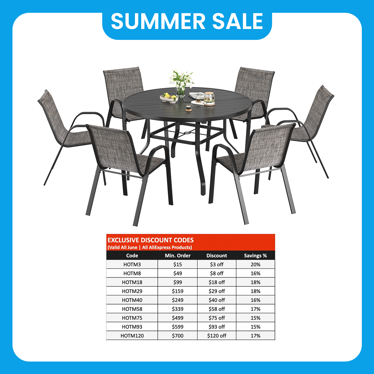 Farini 7-Piece Outdoor Dining  - Kids Outdoor Dining Table avis et prix