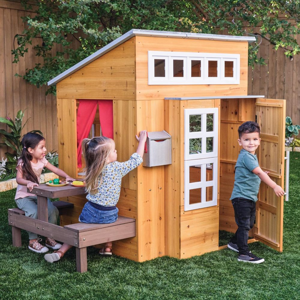 KidKraft Modern Wooden Playhou - Kids Outdoor Wooden Table avis et prix