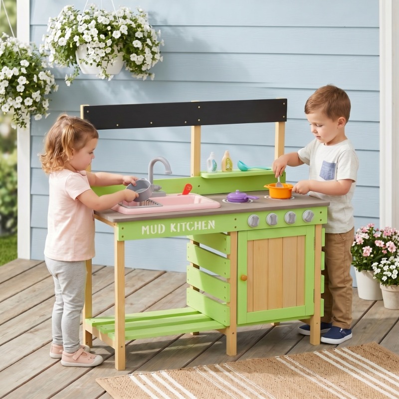 Kids Play Kitchen, Wood Mud Ki - Kids Outdoor Kitchen Set avis et prix