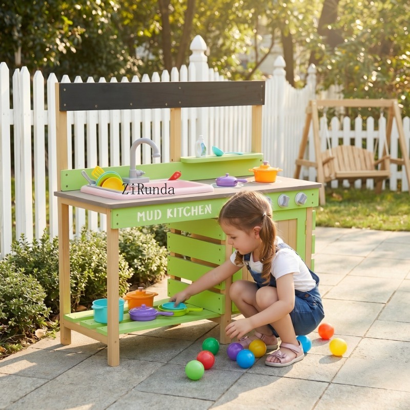 Kids Play Kitchen, Wood Mud Ki - Kids Outdoor Kitchen Set avis et prix