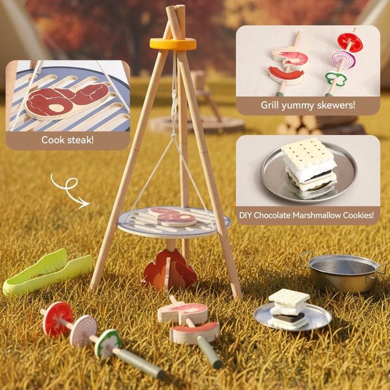 Wooden Outdoor Campfire BBQ Gr - Kids Outdoor Kitchen Set avis et prix