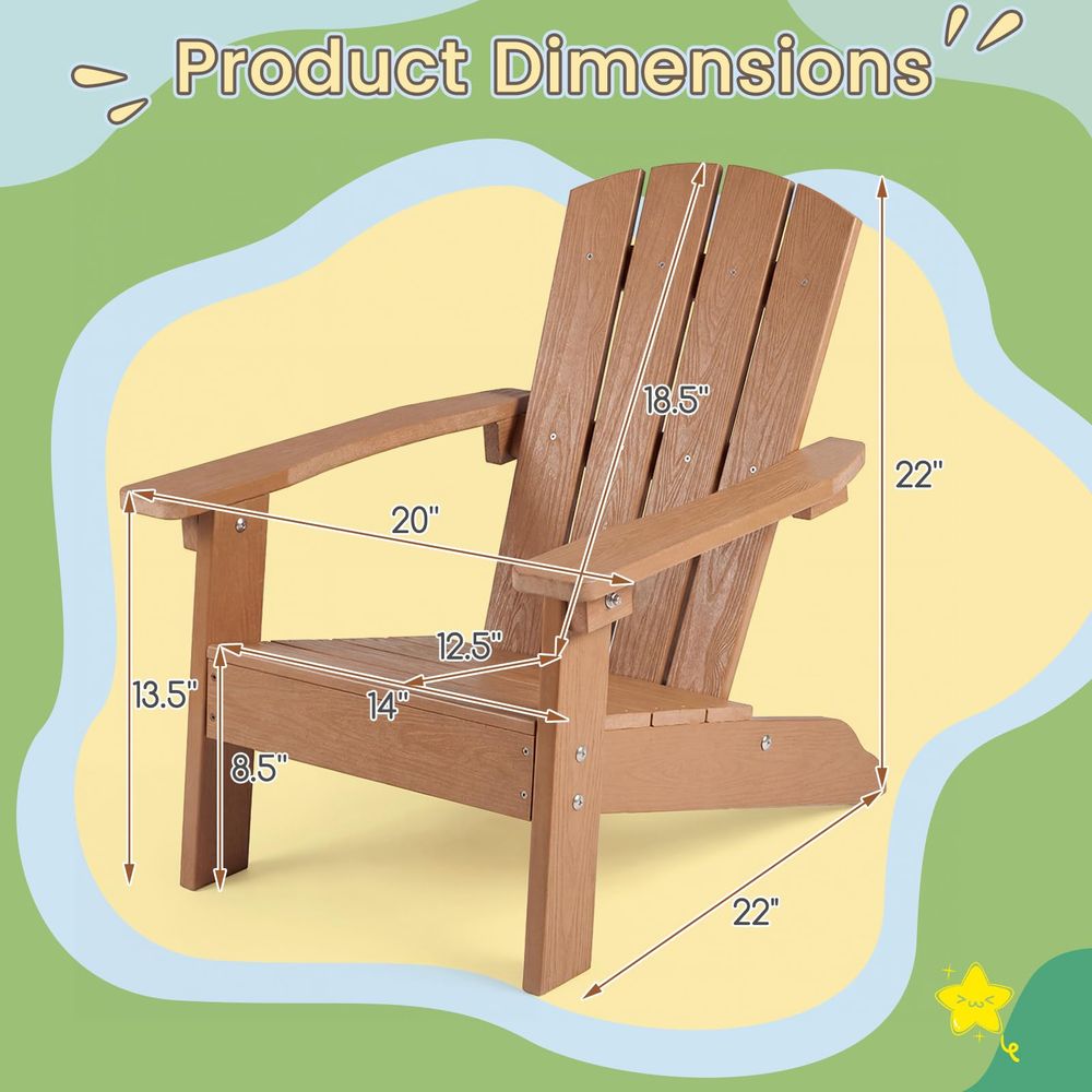 Kids Adirondack Chair, AllWeat - Kids Outdoor Lawn Chair avis et prix