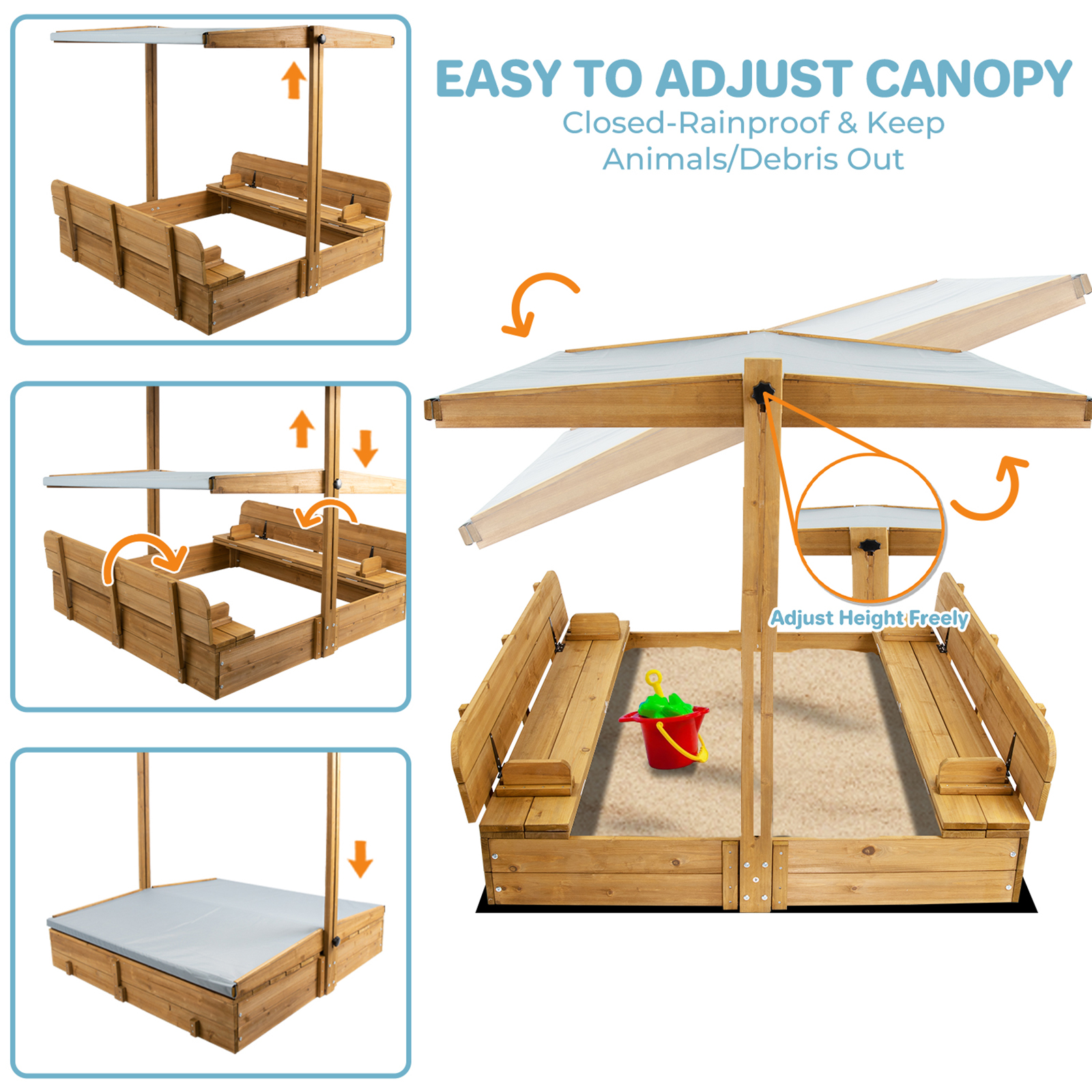 Kids Sand Box with Cover，Woode - Kids Outdoor Foldable Chair avis et prix