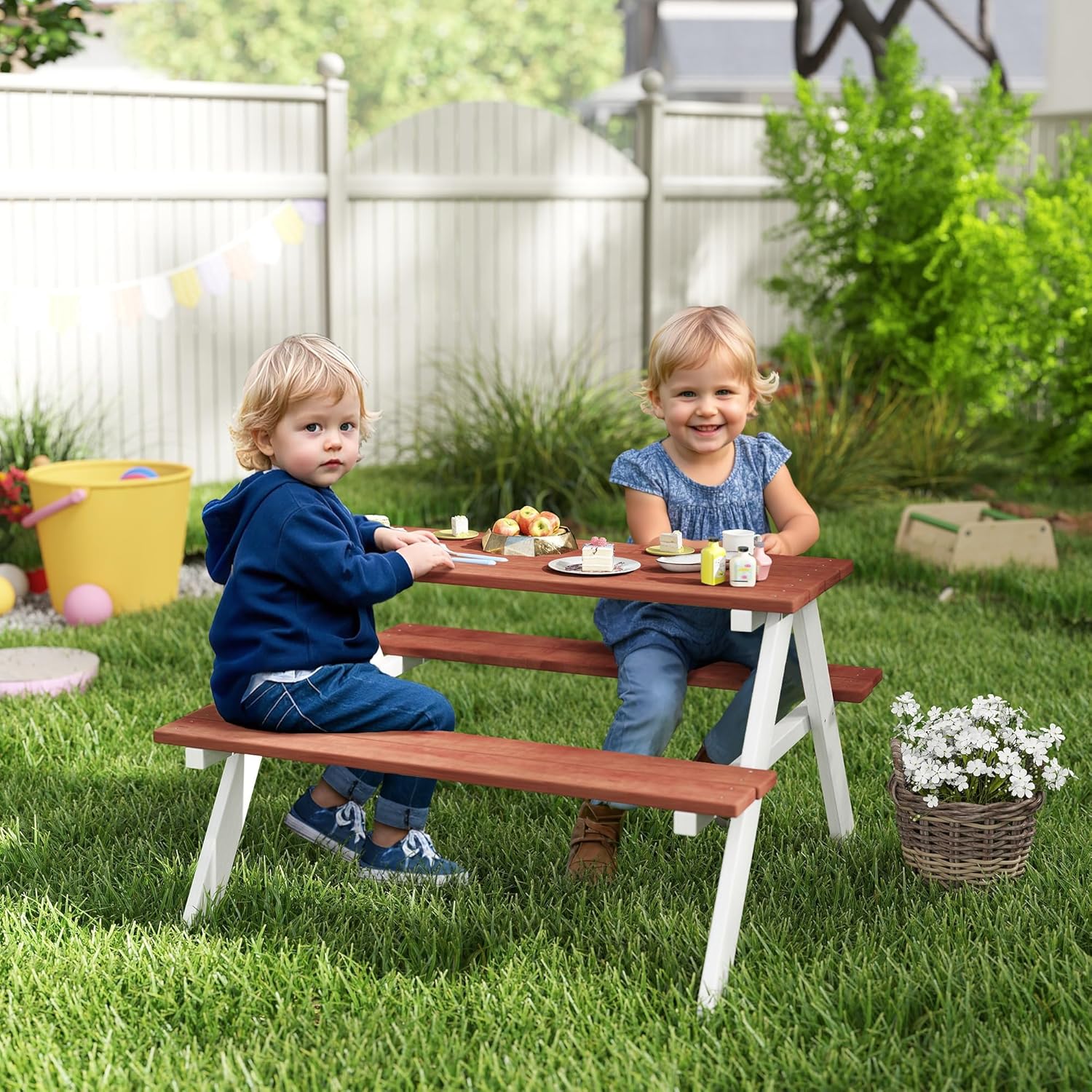 Kids Picnic Table Set, Wooden  - Kids Outdoor Wooden Table avis et prix
