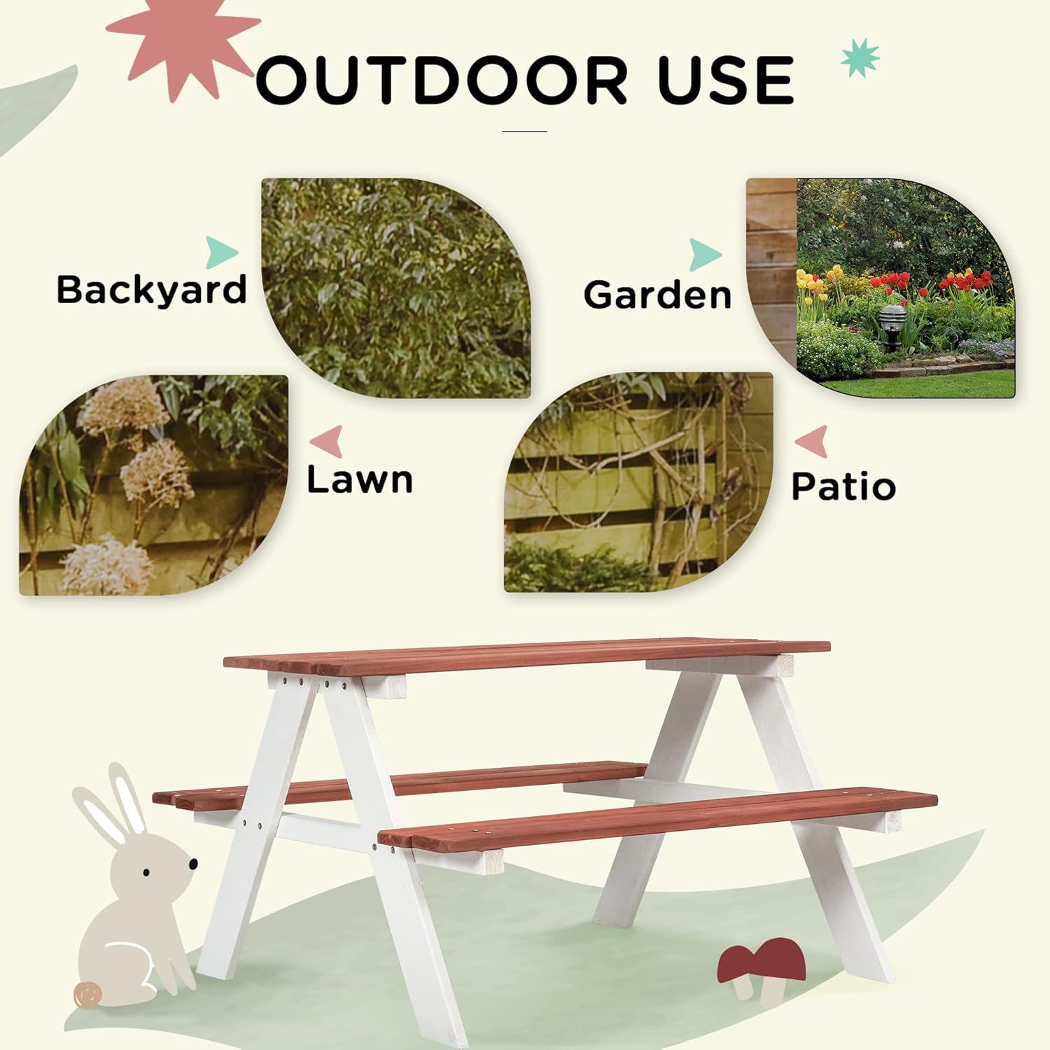 Kids Picnic Table Set, Wooden  - Kids Outdoor Wooden Table avis et prix