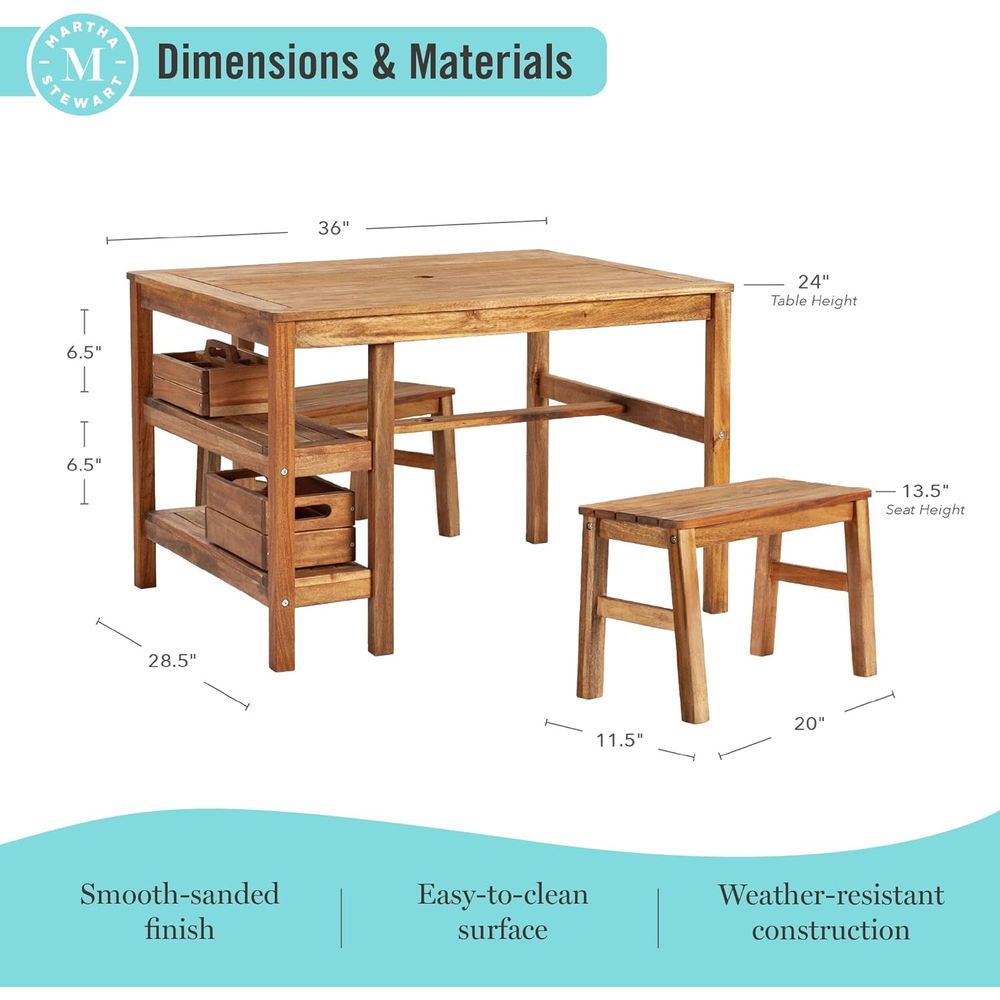 Kids Outdoor Crat Table and 2  - Kids Outdoor Wooden Table avis et prix