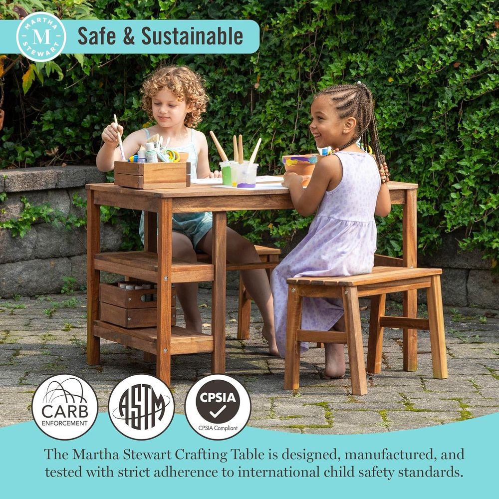 Kids Outdoor Crat Table and 2  - Kids Outdoor Wooden Table avis et prix