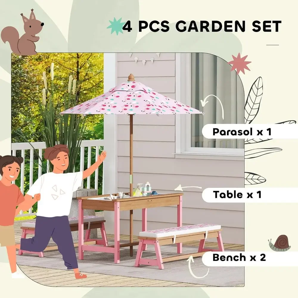 Wooden Picnic Table Set with U - Kids Outdoor Wooden Table avis et prix