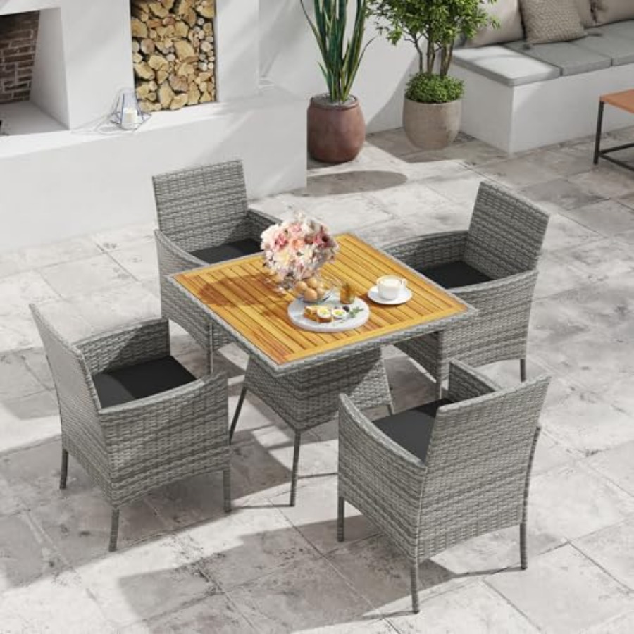 5 Pieces PE Wicker Patio Dinin - Kids Outdoor Dining Table avis et prix