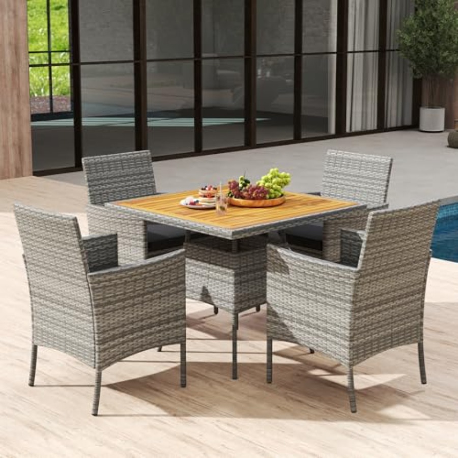 5 Pieces PE Wicker Patio Dinin - Kids Outdoor Dining Table avis et prix
