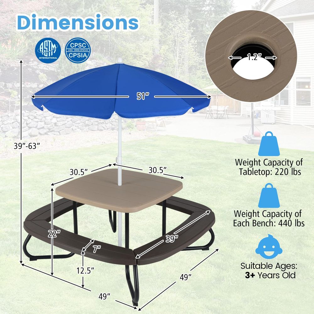 Kids Picnic Table, 8 Person Ki - Kids Outdoor Foldable Chair avis et prix