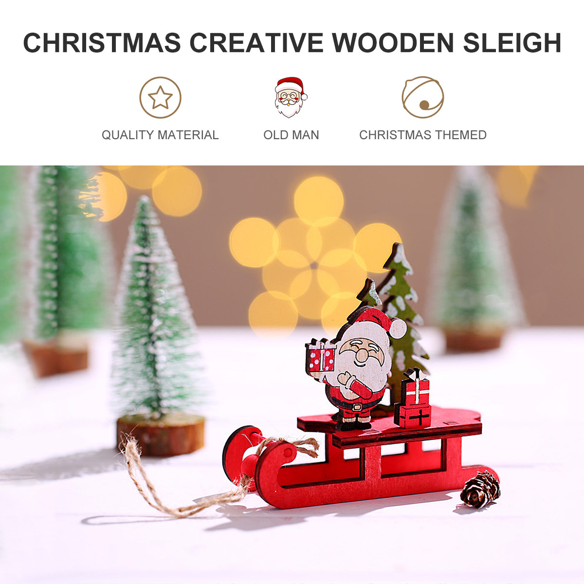 2pcs Wooden Sled Ornament Chri - Kids Outdoor Wooden Table avis et prix