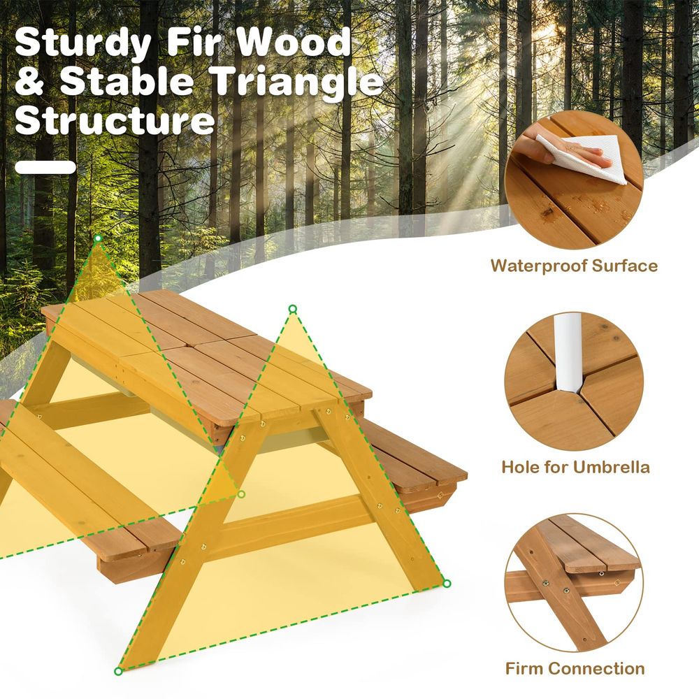 Kids Picnic Table, 4 in 1 Ceda - Kids Outdoor Wooden Table avis et prix