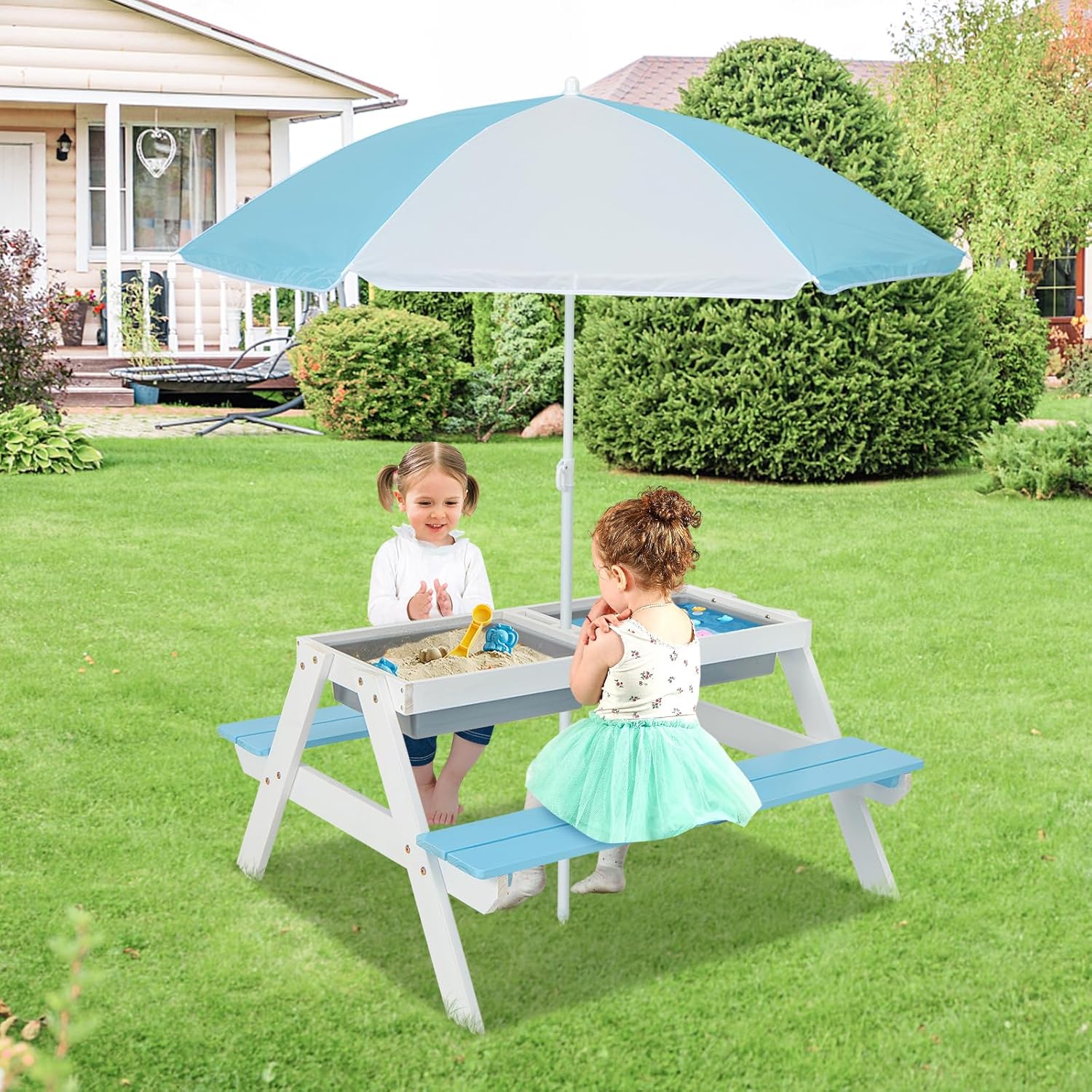 Kids Picnic Table, 4 in 1 Outd - Kids Outdoor Wooden Table avis et prix