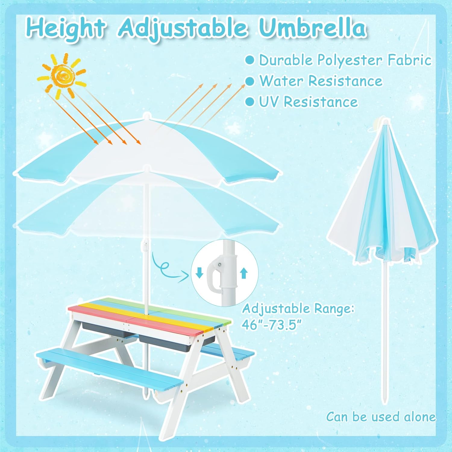 Kids Picnic Table, 4 in 1 Outd - Kids Outdoor Wooden Table avis et prix