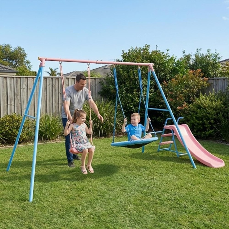 Blue and Pink Two-Person Swing - Kids Outdoor Swing avis et prix