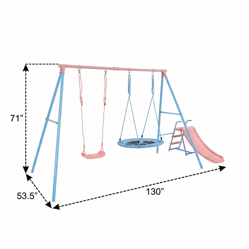 Blue and Pink Two-Person Swing - Kids Outdoor Swing avis et prix