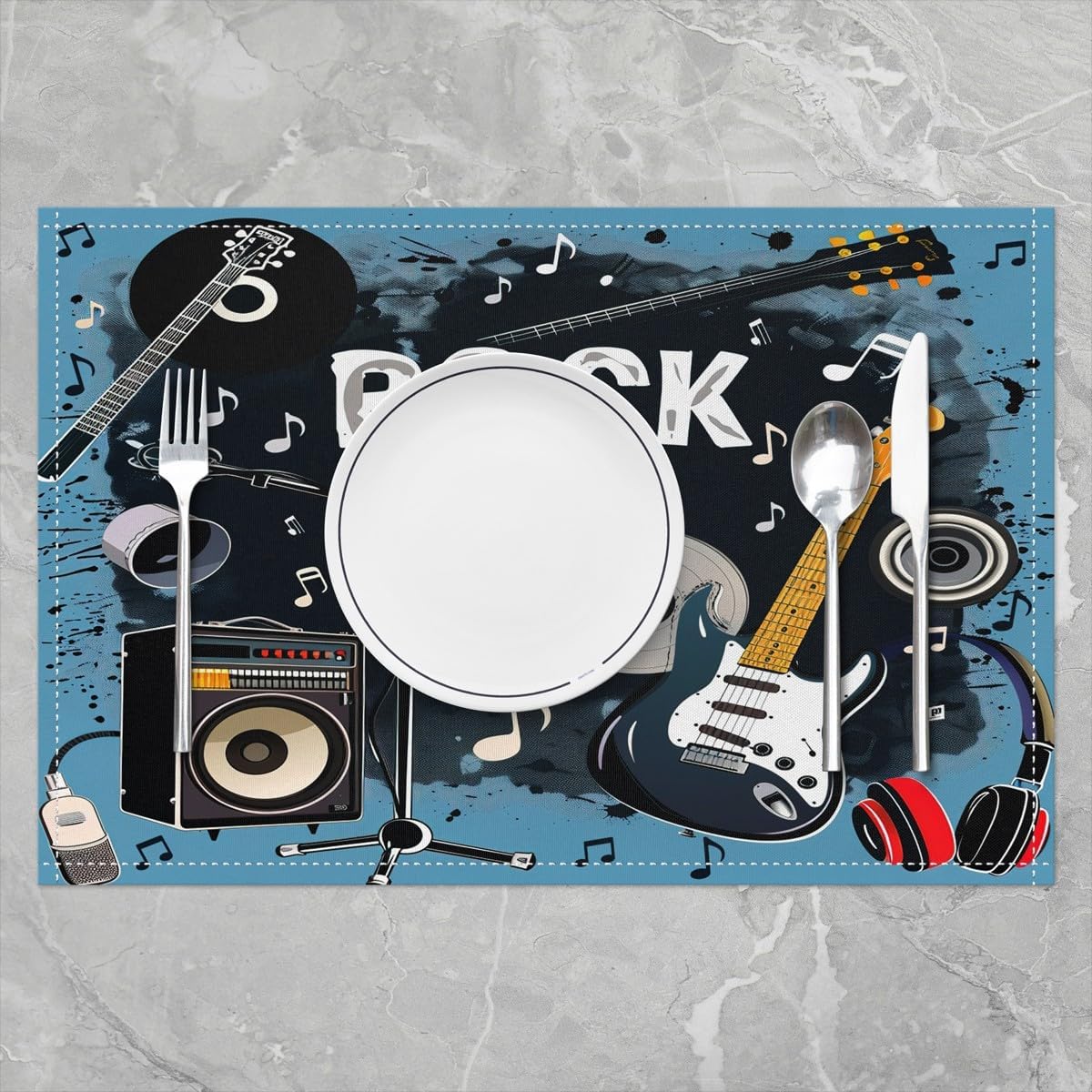 Rock Music Placemats Set of 4  - Kids Outdoor Kitchen Set avis et prix