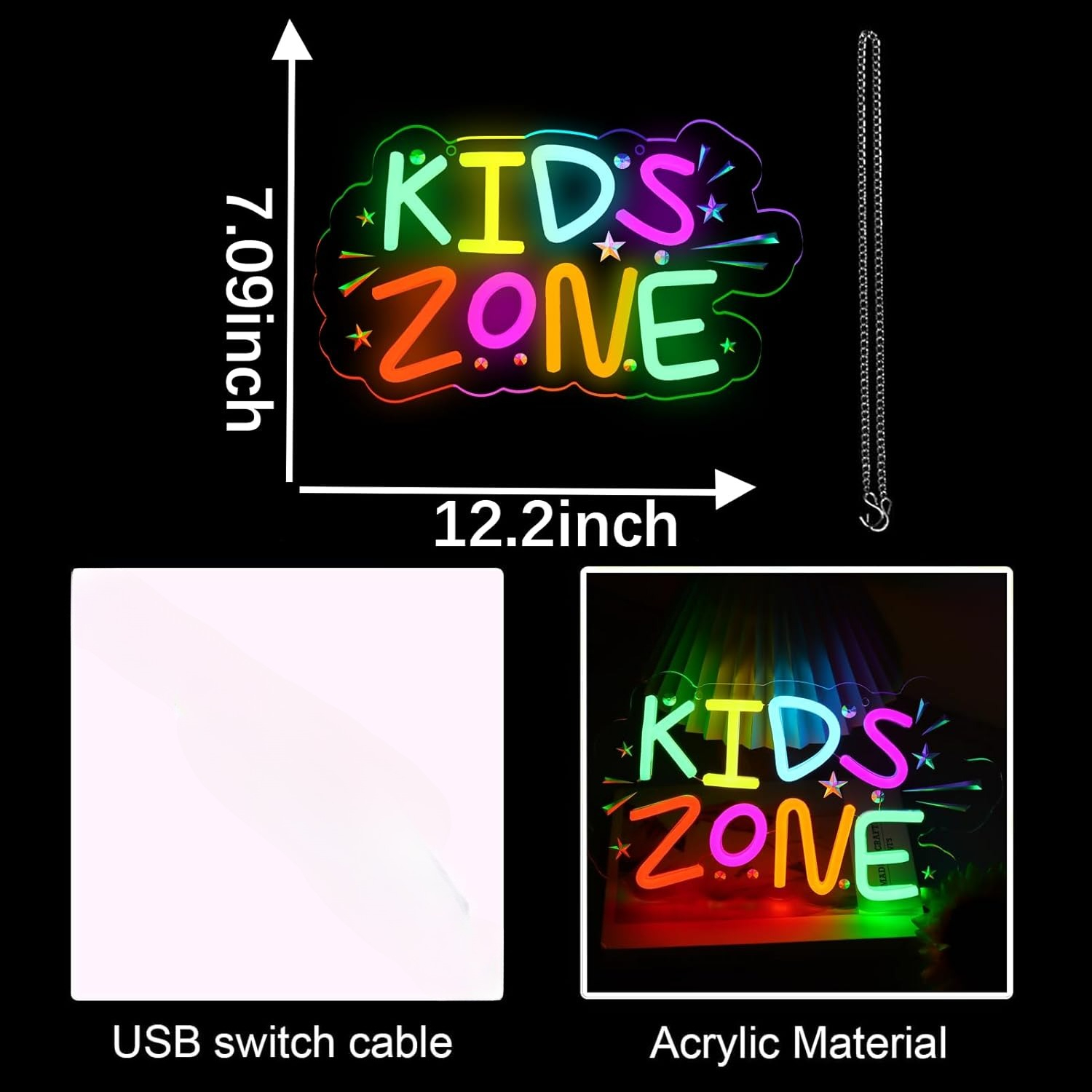 Kids Zone Neon Sign Art Wall L - Kids Outdoor Zone avis et prix