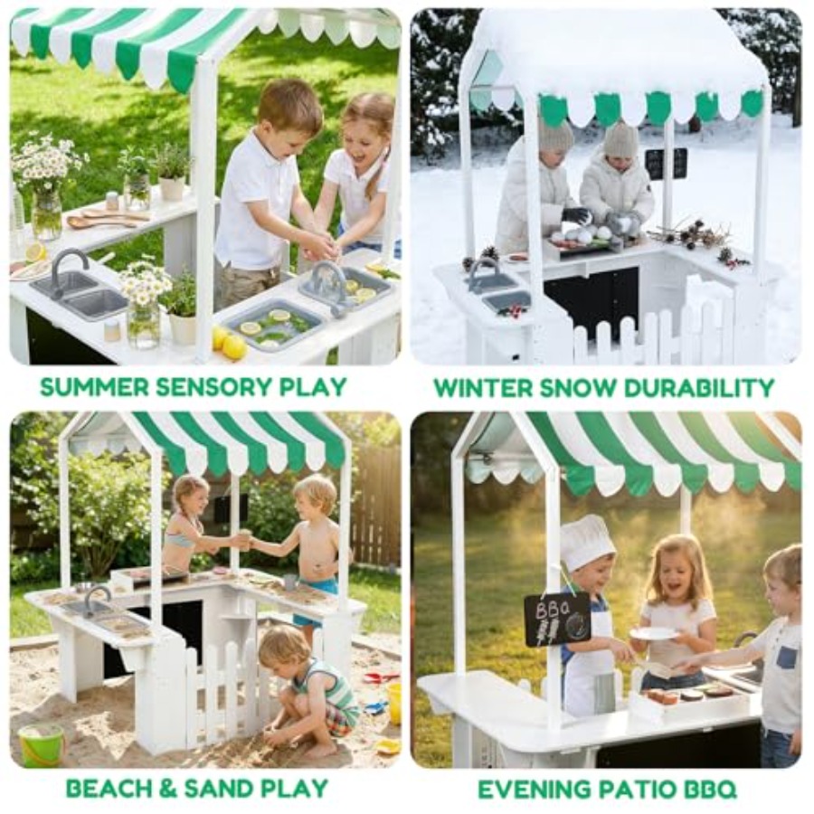 Outdoor playhouse for kids, wh - Kids Outdoor Kitchen Set avis et prix