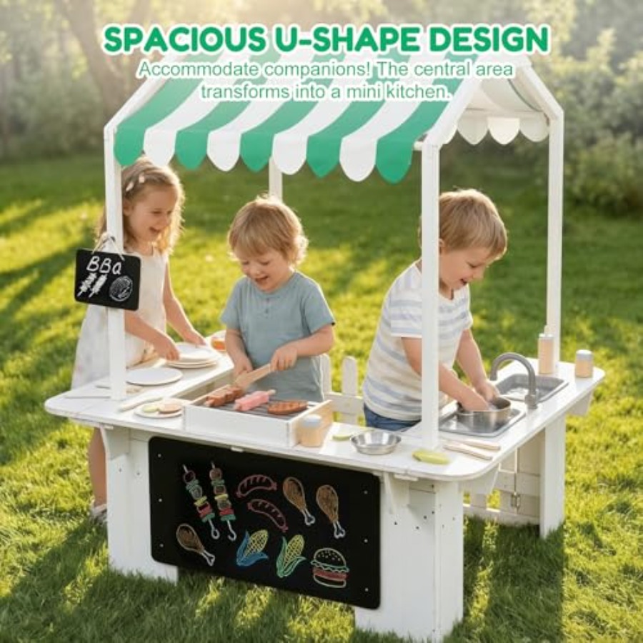 Outdoor playhouse for kids, wh - Kids Outdoor Kitchen Set avis et prix