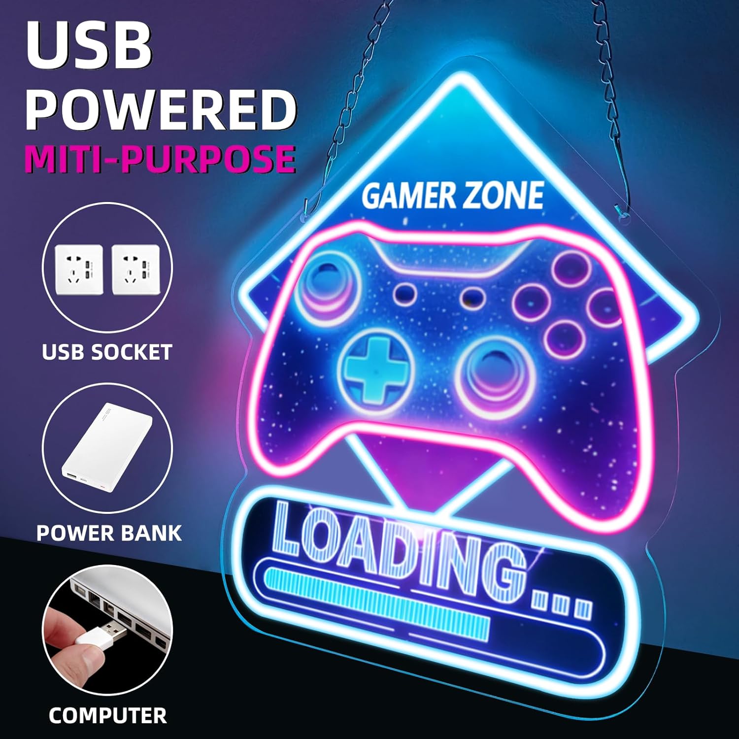 Game Zone Loading Neon Sign Ar - Kids Outdoor Zone avis et prix