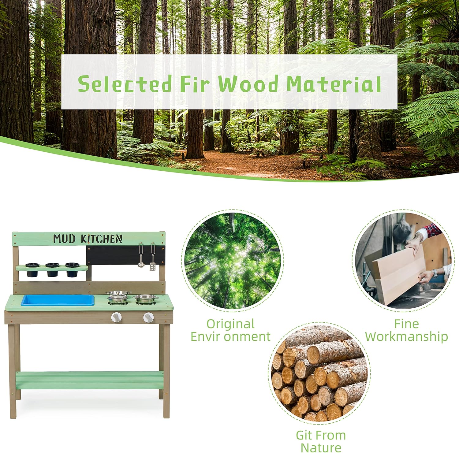 Kid's Wooden Play Kitchen, Out - Kids Outdoor Kitchen Set avis et prix