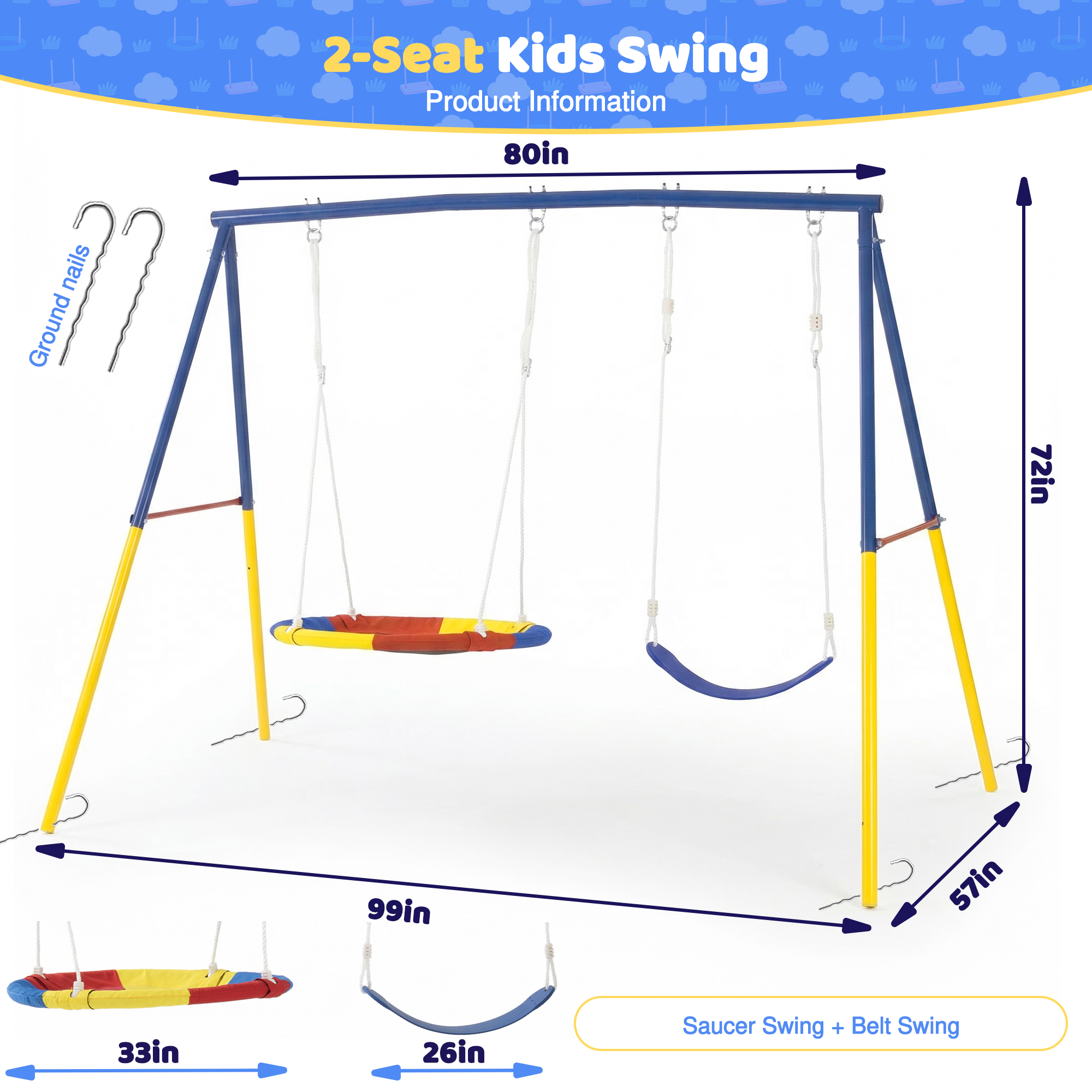 Outdoor Swing Set with Backyar - Kids Outdoor Swing avis et prix